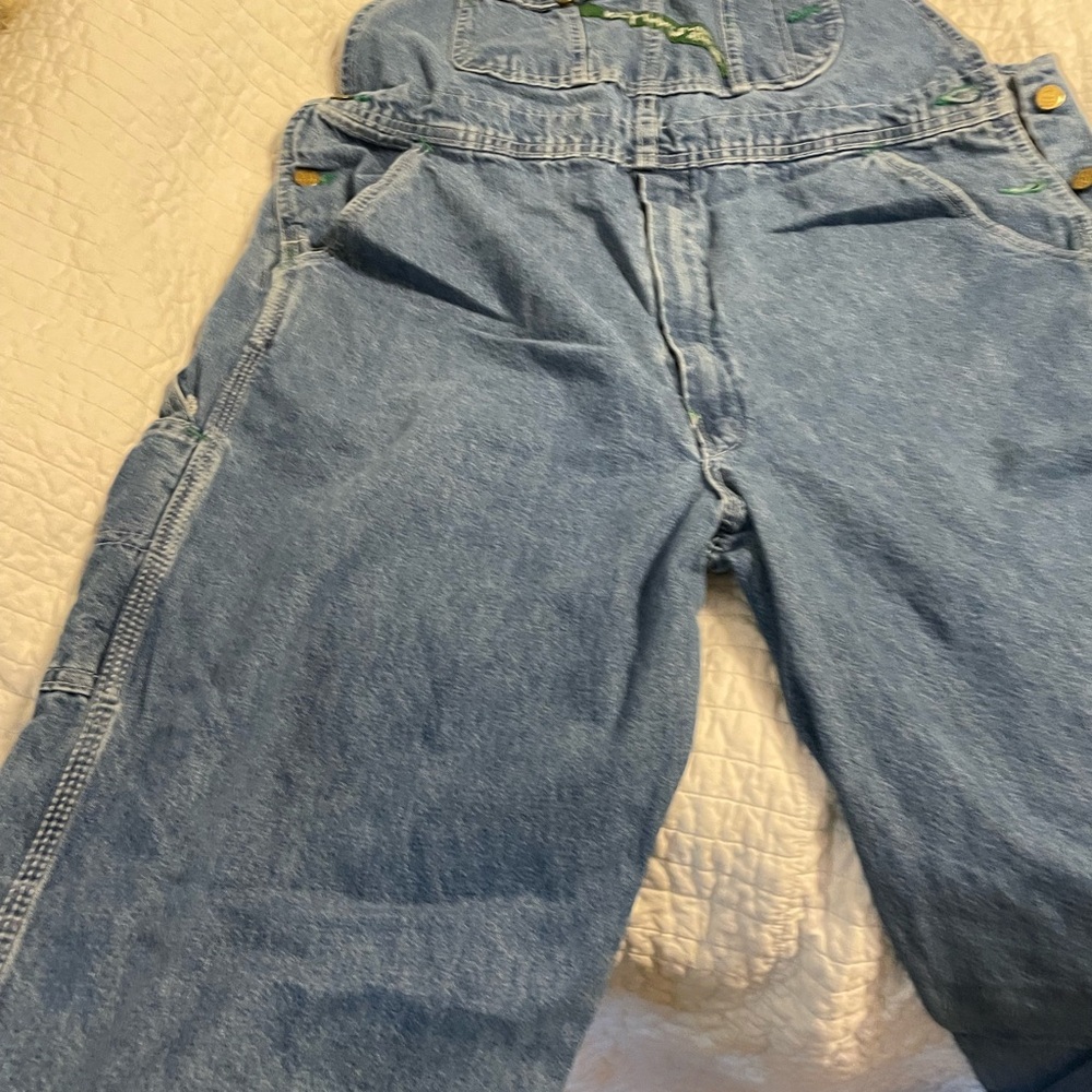 Vintage Key Denim Overalls with Green Stitching - Picture 2 of 3
